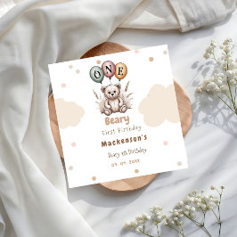 Servilleta De Papel Beary First Balloon Boy 1st Birthday Teddy Bear