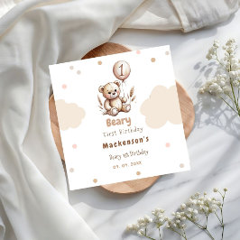 Servilleta De Papel Beary First Balloon Boy 1st Birthday Teddy Bear