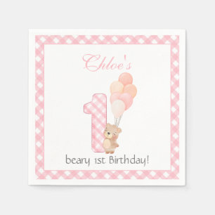 Servilleta De Papel Beary First Pink Teddy Bear Birday Party