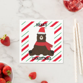 Servilleta De Papel Beary Merry Christmas Fiesta Napkin