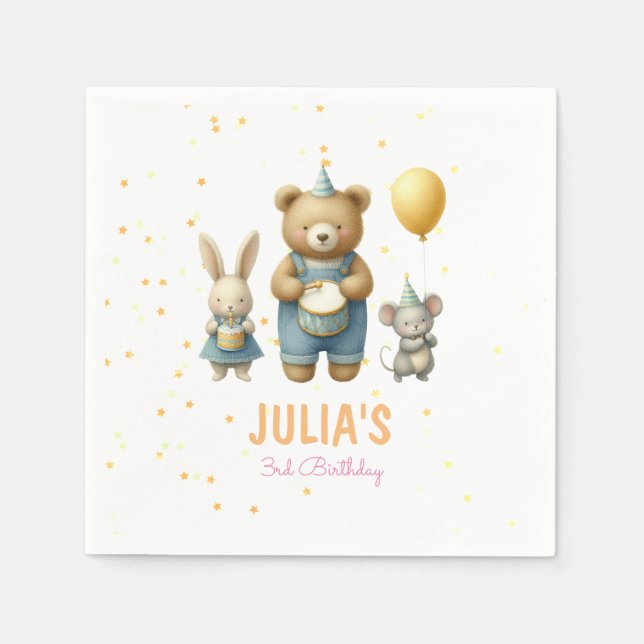 Servilleta De Papel Beary Special Birday Bash (Anverso)