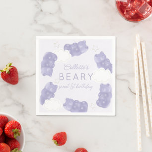 Servilleta De Papel Beary Sweet Purple Gummy Bear Cumpleaños