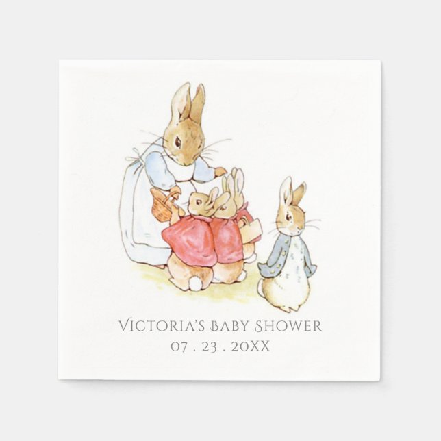 Servilleta De Papel Beatrix Potter Bunny Rabbit Baby Shower (Anverso)