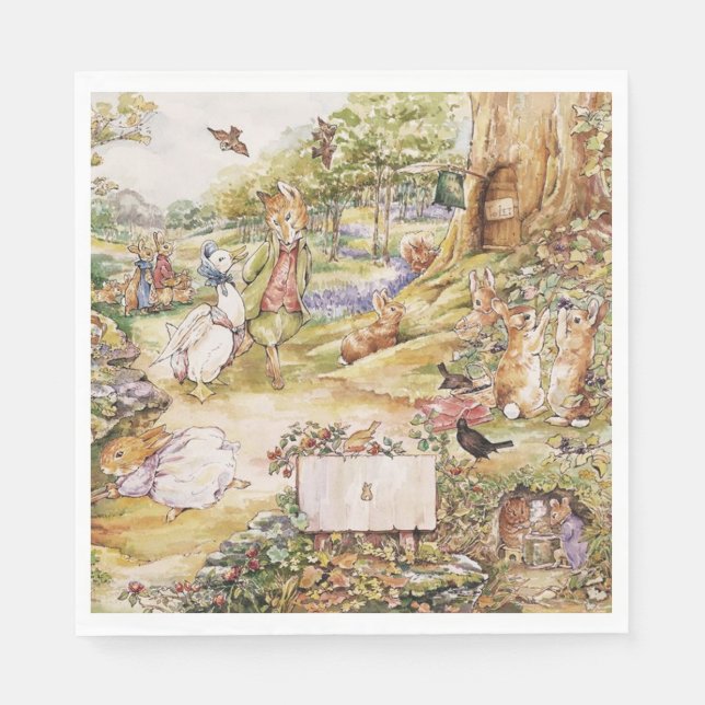 Servilleta De Papel Beatrix Potter Cute Peter y sus amigos (Anverso)