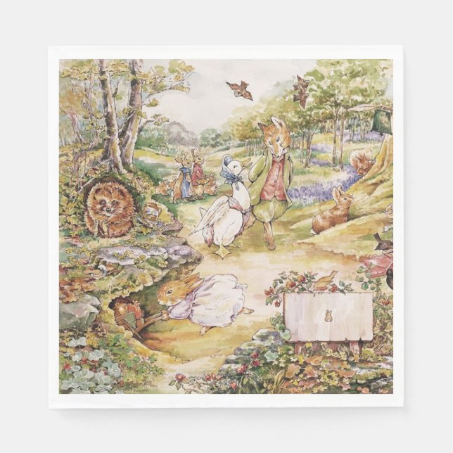Servilleta De Papel Beatrix Potter Cute Peter y sus amigos (Anverso)