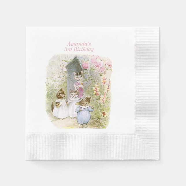 Servilleta De Papel Beatrix Potter Tom Kitten, Mittens y Moppet (Anverso)