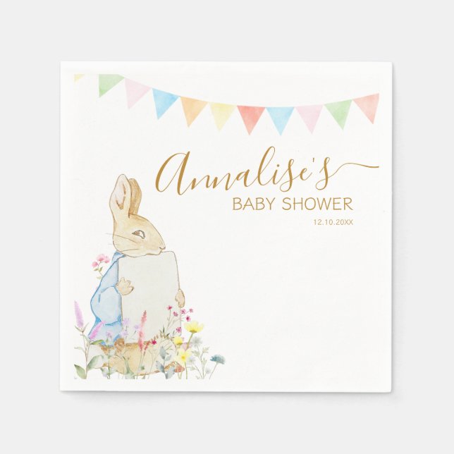 Servilleta De Papel Beatriz Peter the Rabbit Woodland Baby Shower (Anverso)