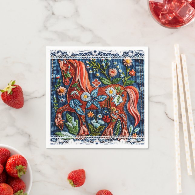 Servilleta De Papel Beautiful Embroidered Horse (In situ)