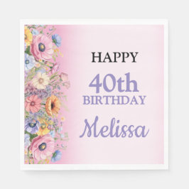 Servilleta De Papel Beautiful Pastel Flowers Birthday Party