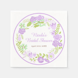 Servilleta De Papel Beautiful Purple Floral Wreath Bridal Shower