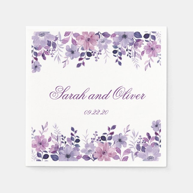 Servilleta De Papel Beauty Purple Boda Floral (Anverso)