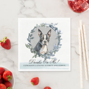 Servilleta De Papel Beba sobre mí Boda Mascota de Boston Terrier