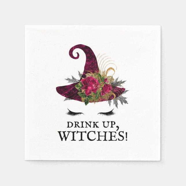 Servilleta De Papel Beban Brujas Halloween Rojo Sombrero de Bruja (Anverso)
