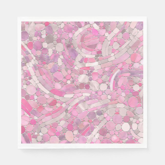 Servilleta De Papel Bebbles Mosaic Art - Rosa Rubor Rosa (Anverso)