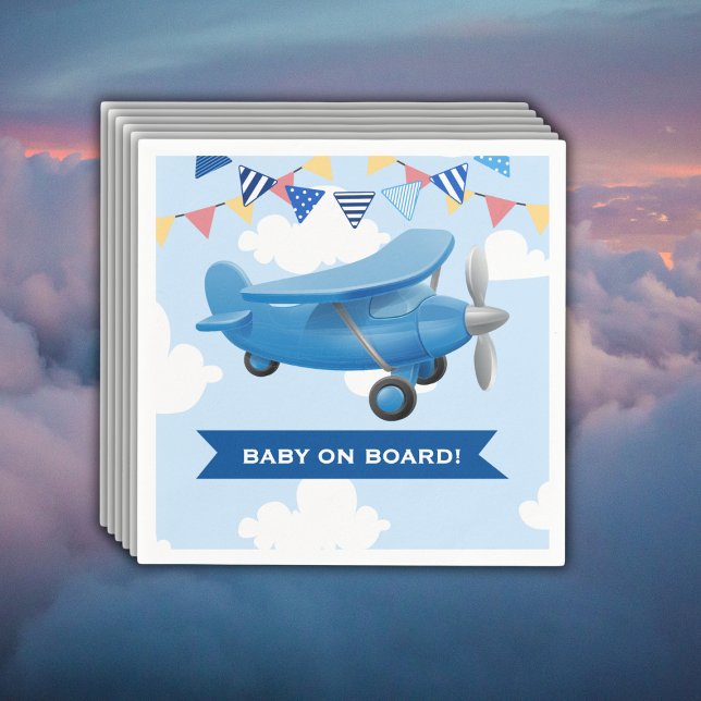 Servilleta De Papel ¡Bebé a bordo! Baby Shower de avión de aviación (Subido por el creador)