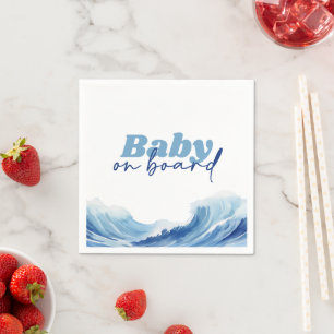Servilleta De Papel Bebé a bordo de Baby Shower Napkin, Surf Baby Show