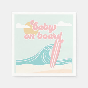 Servilleta De Papel Bebé a bordo de Pink Beach Baby Shower
