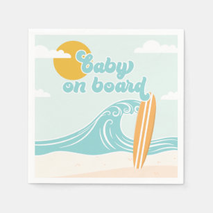 Servilleta De Papel Bebé a bordo en Surf Beach Baby Shower