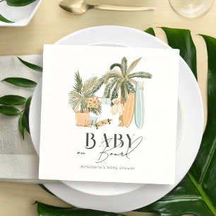 Servilleta De Papel Bebé a bordo Palm Tree Surfboard Baby Shower