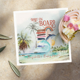 Servilleta De Papel Bebé a bordo | Retro Fiesta de Surf de Verano para