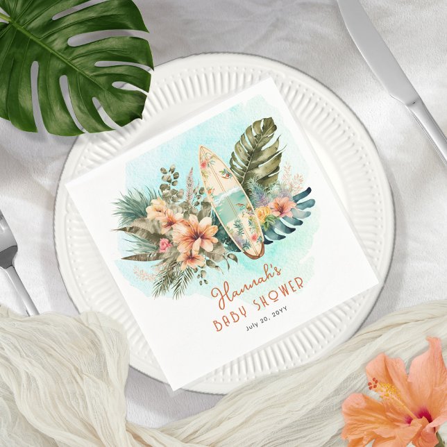 Servilleta De Papel Bebé a bordo Surf Tropical Neutral Baby Shower (Subido por el creador)