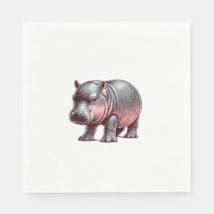 Servilleta De Papel Bebé Adorable Cute Moo-Deng Hippo Moo Deng Tank to