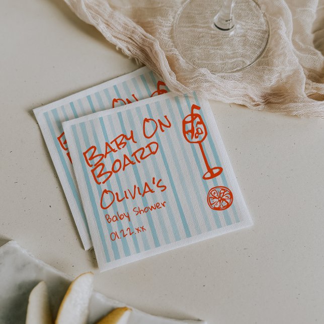 Servilleta De Papel Bebé azul Naranja dibujado a mano a bordo de Baby  (Subido por el creador)