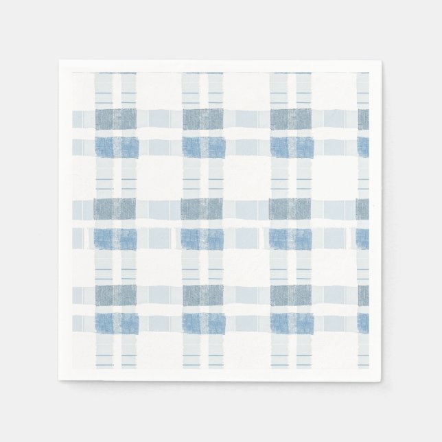 Servilleta De Papel Bebé Azul Rayas Cuadro Patrón (Anverso)