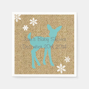 Servilleta De Papel Bebé azul venado y serpentinas Burlap Napkins