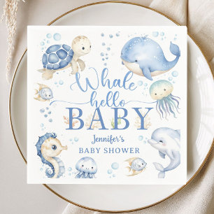 Servilleta De Papel Bebé Ballena Hola Fiesta de Cumpleaños Niño Azul O