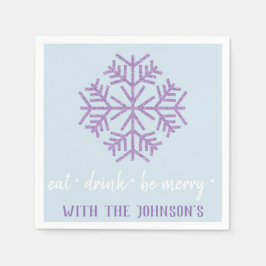 Servilleta De Papel Bebe Bebe Be Merry Morple White Blue Snowflakes