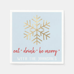 Servilleta De Papel Bebe Bebe Be Merry Red Gold White Blue Snowflake