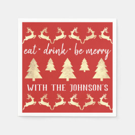 Servilleta De Papel Bebe Bebe Be Merry White Gold Reindes Red White