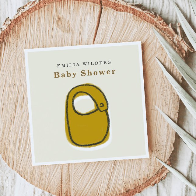 Servilleta De Papel Bebé Bib Papel Baby Shower de recién nacido en Ilu (Baby Bib Newborn Illustration Baby Shower Paper Napkins)