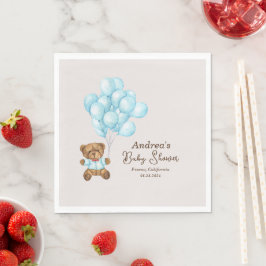 Servilleta De Papel Bebé Blue Bear Baby Shower Fiestas Napkins