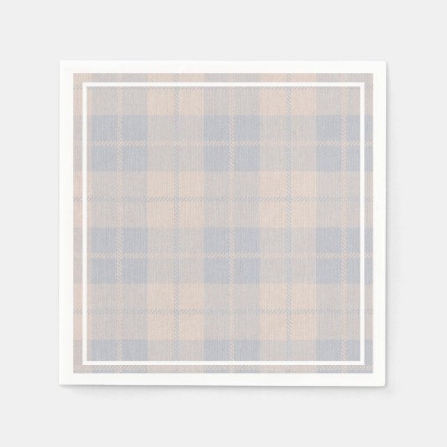 Servilleta De Papel Bebé Blue Buffalo Plaid Burlap Napkins (Anverso)