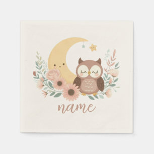 Servilleta De Papel Bebé búho lindo con luna