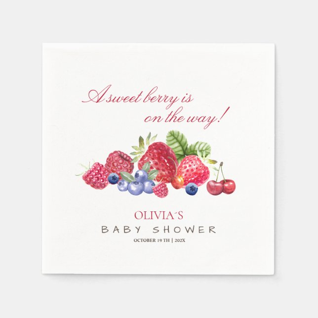 Servilleta De Papel Bebé Chica Ducha Berry Sweet (Anverso)