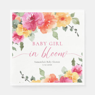 Servilleta De Papel Bebé Chica en Bloom ducha rosa brillante de bebé c