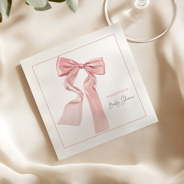 Servilleta De Papel Bebé con Lazo Rosa Ducha de Papel Elegante (Subido por el creador)