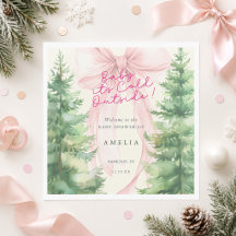 Bebé con lazo rosa, hace frío afuera, baby shower
