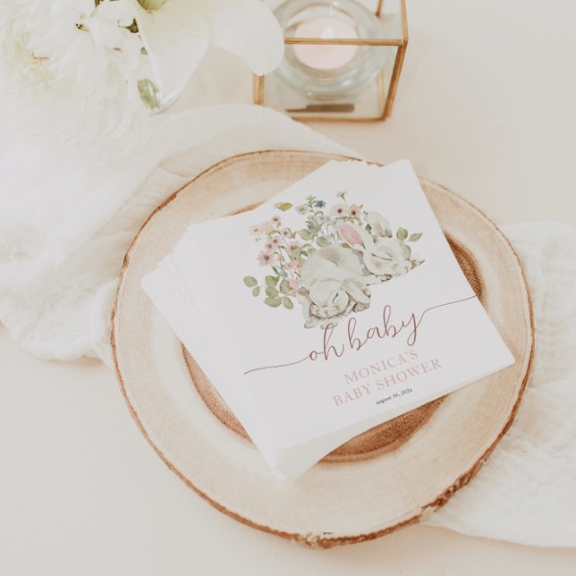 Servilleta De Papel Bebé conejo es una flor silvestre Chica (Baby Bunny Napkins)