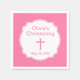 Servilleta De Papel Bebé cruzado rosado bautismo bautizo cristiano
