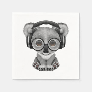 Servilleta De Papel Bebé Cuaderno Koala Bear Dj Con Auriculares