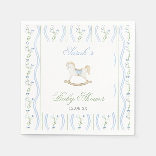 Servilleta De Papel Bebé de Caballo Mecedor para Shower de Niño (Anverso)