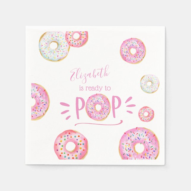 Servilleta De Papel Bebé de donut rosado rociado (Anverso)