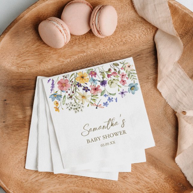 Servilleta De Papel Bebé de flores silvestres en el Baby Shower de Blo (Wildflower Baby In Bloom Baby Shower Napkins)