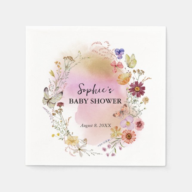 Servilleta De Papel Bebé de flores silvestres en un cóctel (Anverso)