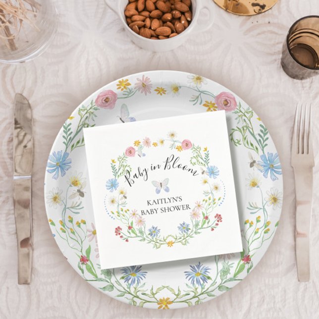 Servilleta De Papel Bebé de flores silvestres en una ducha de acuarela (Subido por el creador)