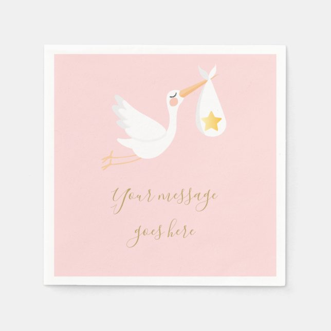 Servilleta De Papel Bebé de la cigüeña de parto especial (Anverso)